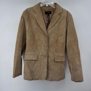 Colebrook‎ Classics Suede Leather Blazer Jacket Women's Large 3 Button Career